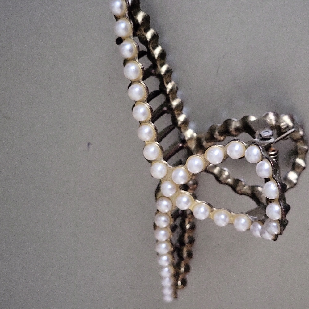 Vintage Pearl-Embellished Hair Clip and Floral Compact - Picture 6 of 7